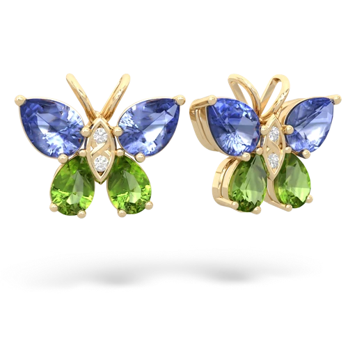 tanzanite-peridot butterfly earrings