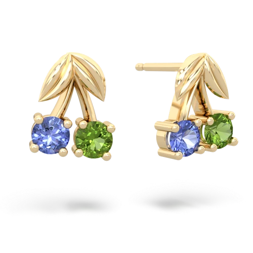 tanzanite-peridot cherries earrings