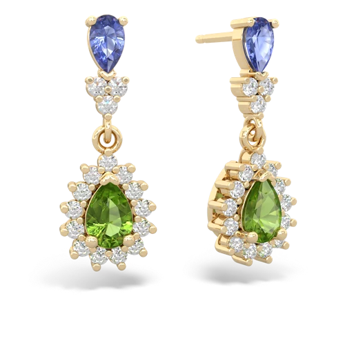 tanzanite-peridot dangle earrings