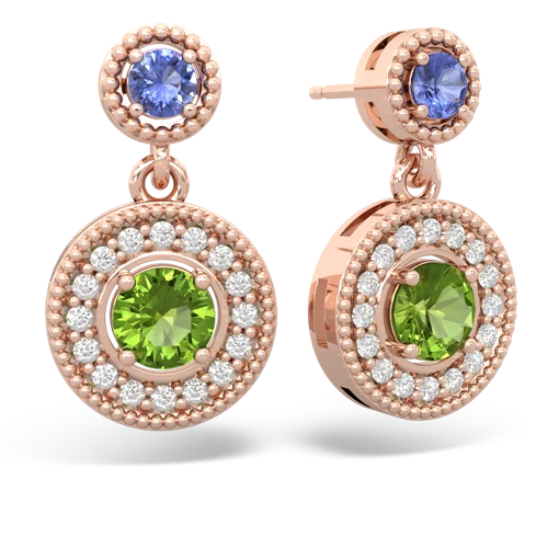 tanzanite-peridot halo earrings