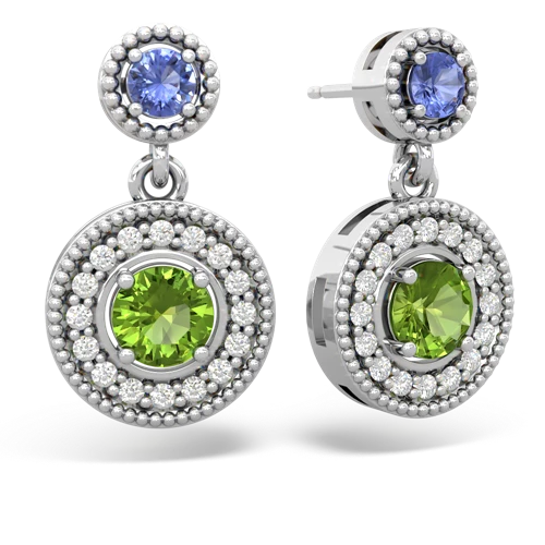tanzanite-peridot halo earrings