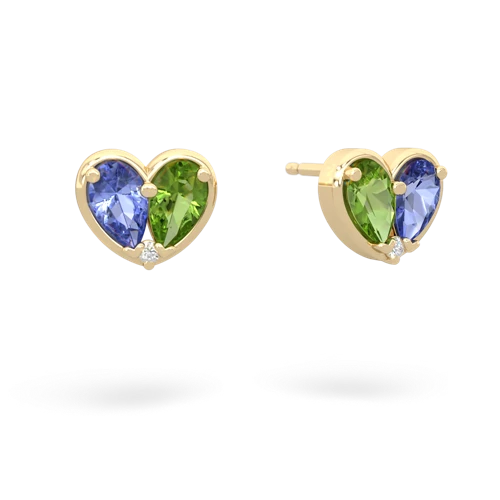 tanzanite-peridot one heart earrings