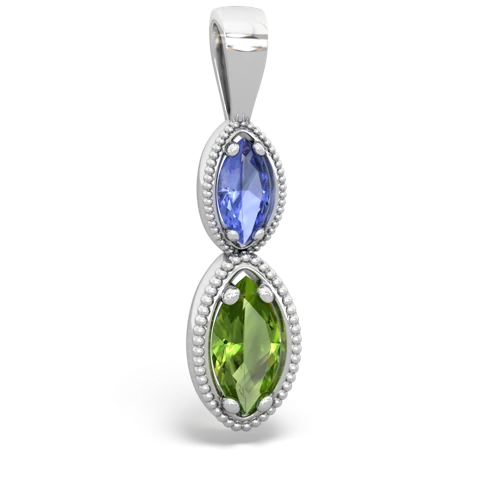 Tanzanite Genuine Tanzanite with Genuine Peridot Antique-style Halo pendant Pendant