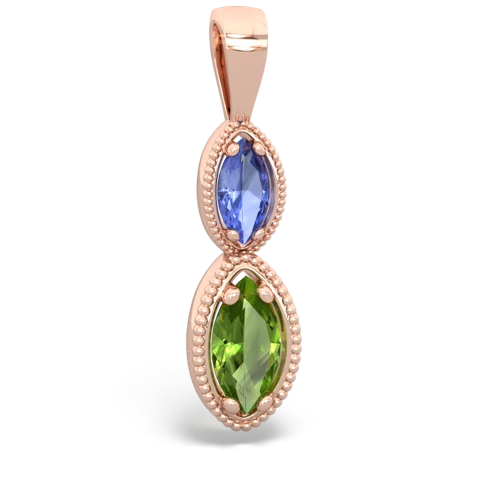 tanzanite-peridot antique milgrain pendant