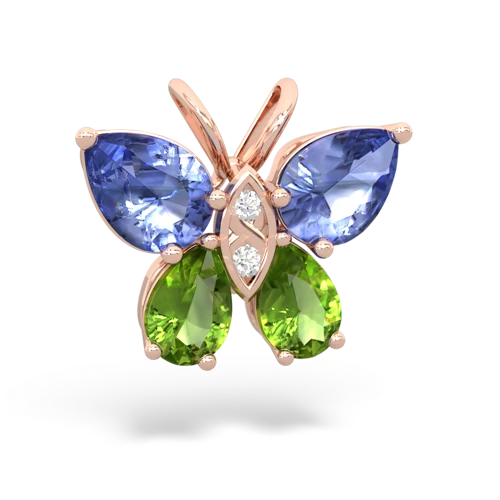 tanzanite-peridot butterfly pendant