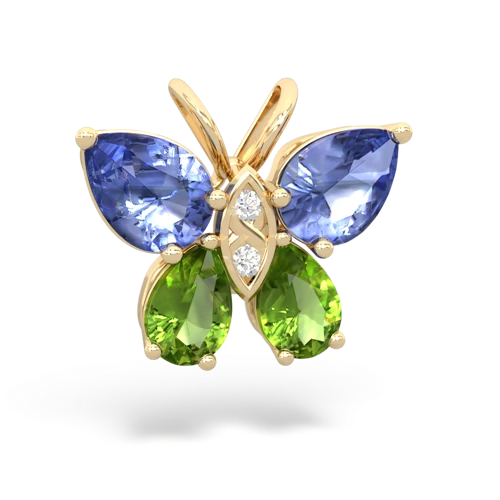 tanzanite-peridot butterfly pendant