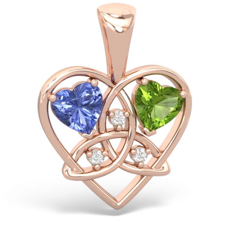 tanzanite-peridot celtic heart pendant