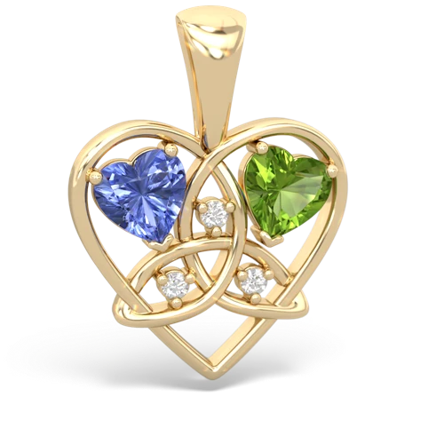 tanzanite-peridot celtic heart pendant