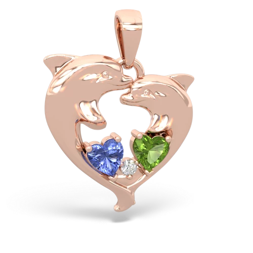 tanzanite-peridot dolphins pendant