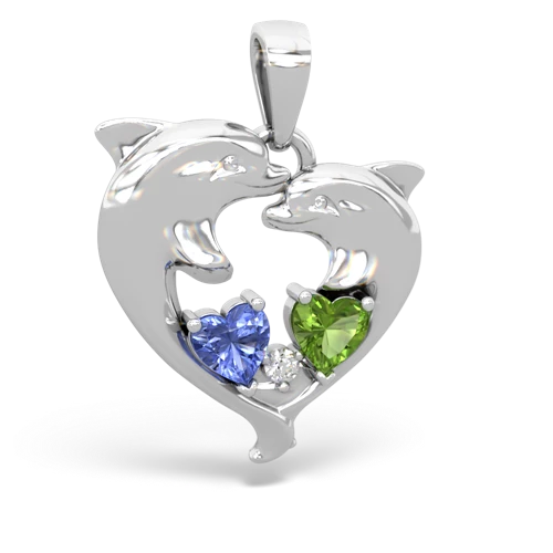 tanzanite-peridot dolphins pendant