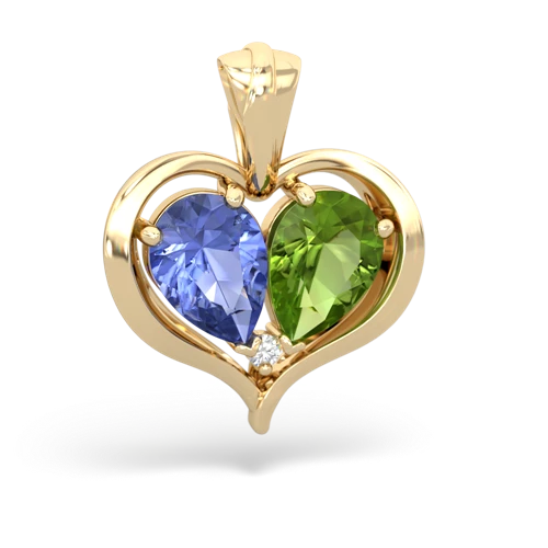 tanzanite-peridot half heart whole pendant