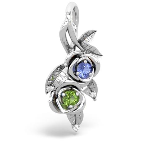 Tanzanite Genuine Tanzanite with Genuine Peridot Rose Vine pendant Pendant