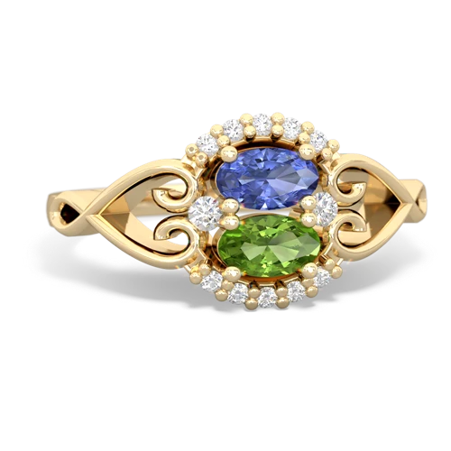 tanzanite-peridot antique keepsake ring