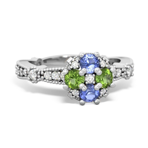 tanzanite-peridot art deco engagement ring