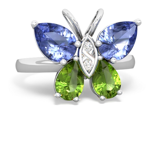 tanzanite-peridot butterfly ring