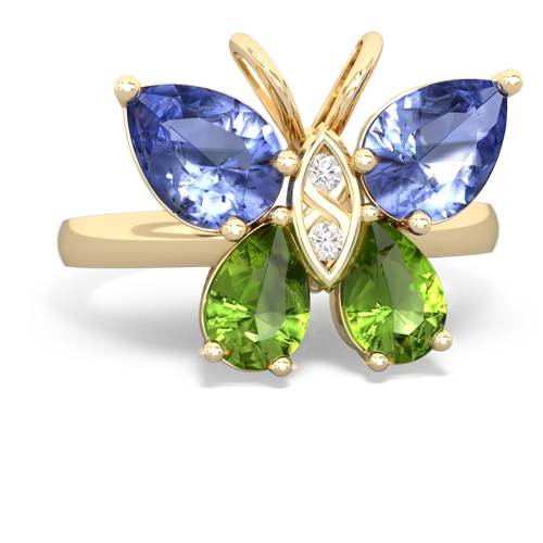 tanzanite-peridot butterfly ring