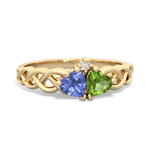 tanzanite-peridot celtic braid ring