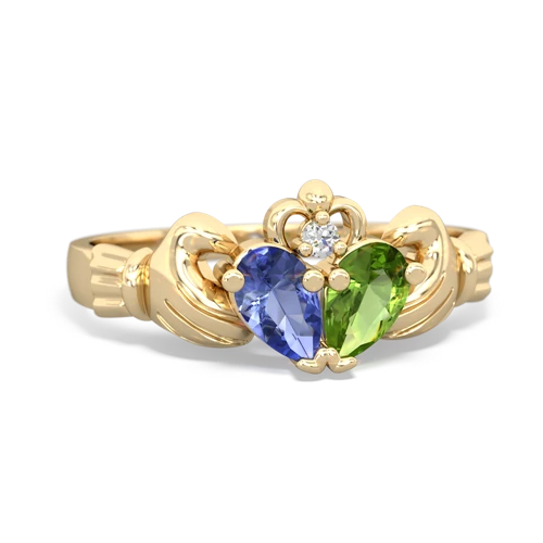 tanzanite-peridot claddagh ring