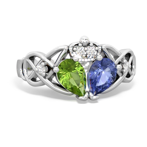 Tanzanite Genuine Tanzanite with Genuine Peridot Two Stone Claddagh ring Ring