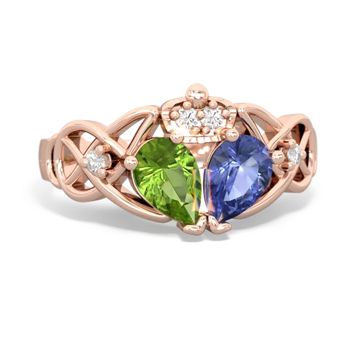 tanzanite-peridot claddagh ring