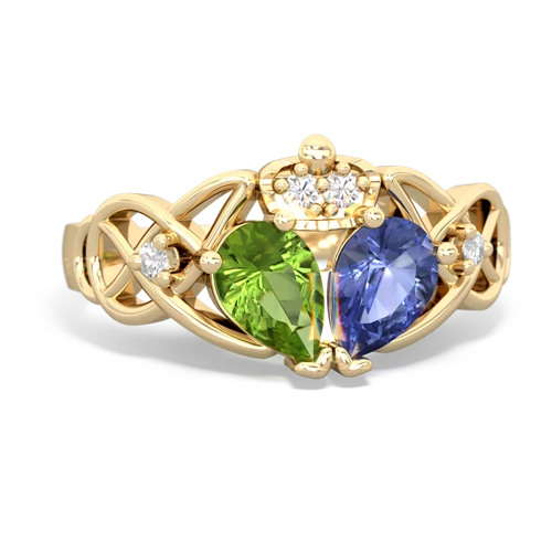 tanzanite-peridot claddagh ring