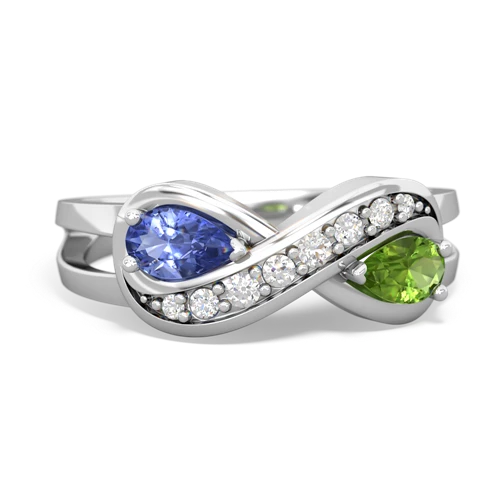 Tanzanite Genuine Tanzanite with Genuine Peridot Diamond Infinity ring Ring