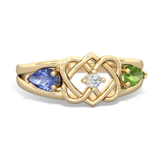 tanzanite-peridot double heart ring