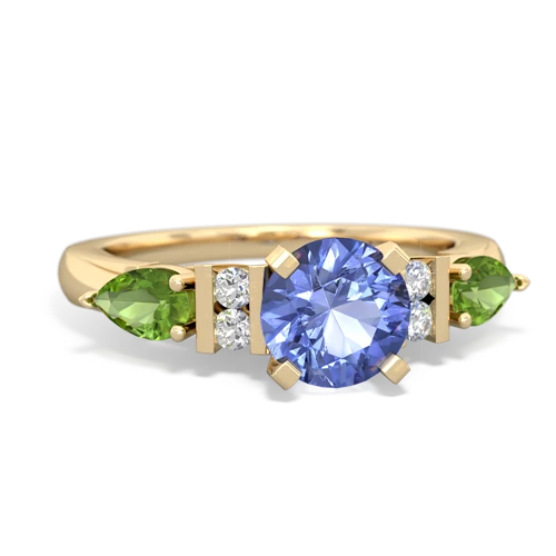 Tanzanite Genuine Tanzanite with Genuine Peridot and Lab Created Emerald Engagement ring Ring