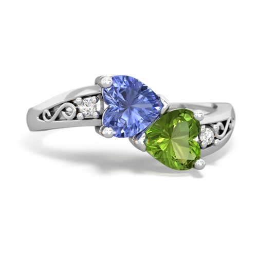 tanzanite-peridot filligree ring