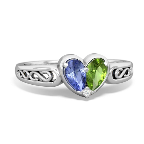 tanzanite-peridot filligree ring