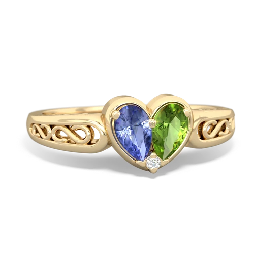 tanzanite-peridot filligree ring