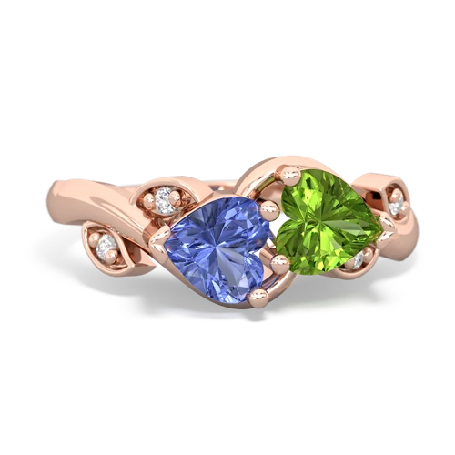 Tanzanite Genuine Tanzanite with Genuine Peridot Floral Elegance ring Ring