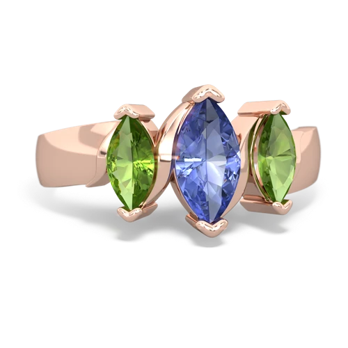 Tanzanite Genuine Tanzanite with Genuine Peridot and Genuine Emerald Three Peeks ring Ring