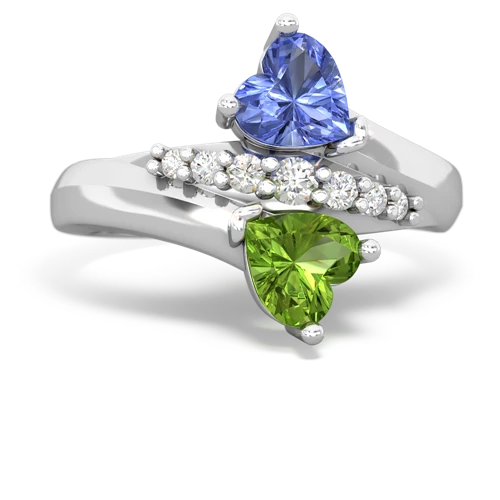 tanzanite-peridot modern ring