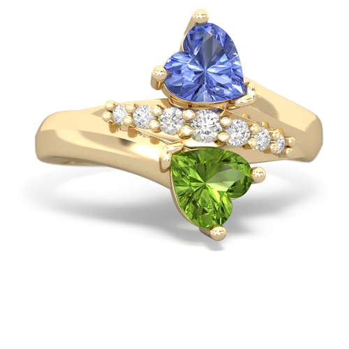 tanzanite-peridot modern ring