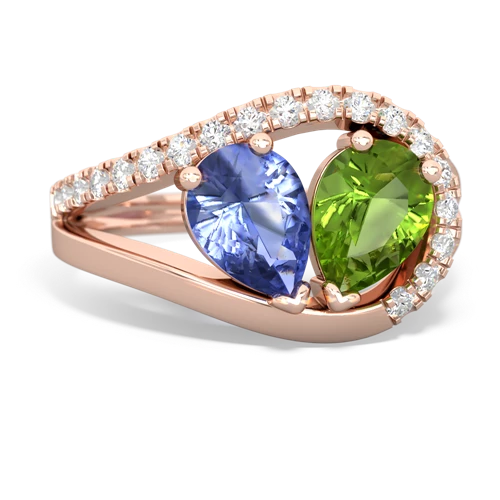 tanzanite-peridot pave heart ring