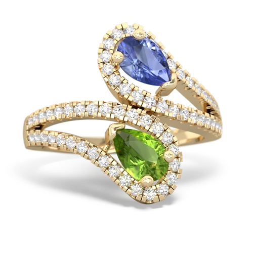 tanzanite-peridot pave swirls ring