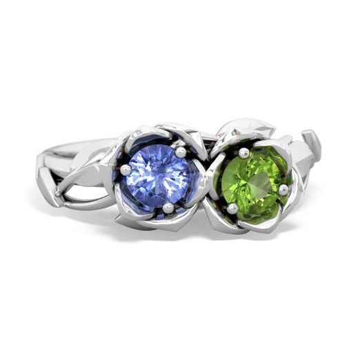 tanzanite-peridot roses ring