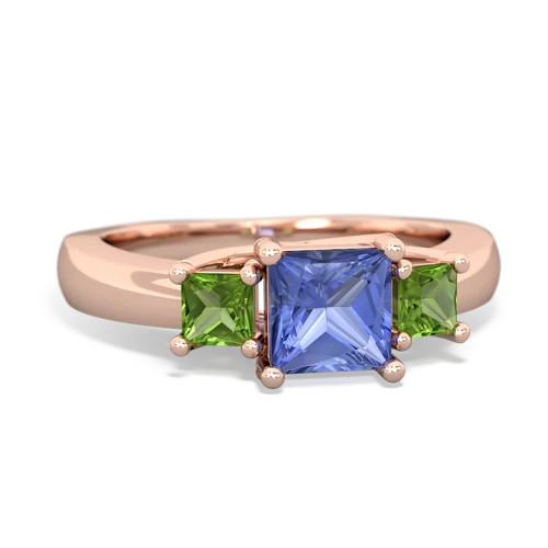 Tanzanite Genuine Tanzanite with Genuine Peridot and Lab Created Emerald Three Stone Trellis ring Ring