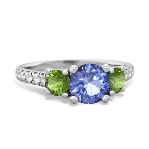 tanzanite-peridot trellis pave ring