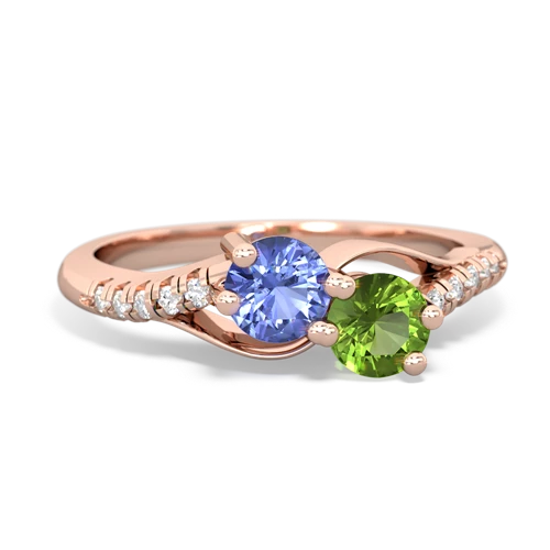 tanzanite-peridot two stone infinity ring