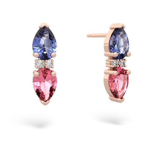tanzanite-pink sapphire bowtie earrings