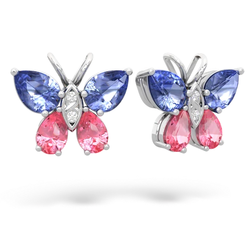 tanzanite-pink sapphire butterfly earrings