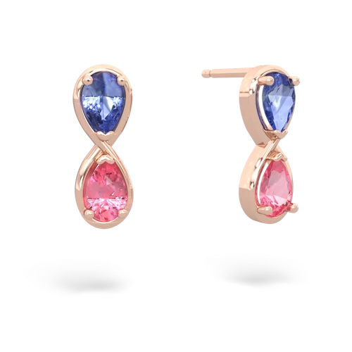 tanzanite-pink sapphire infinity earrings