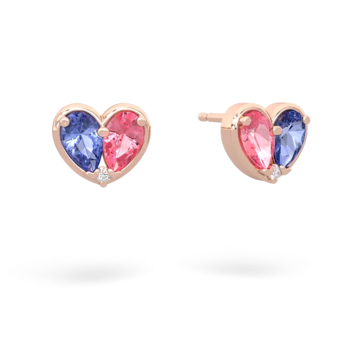 tanzanite-pink sapphire one heart earrings