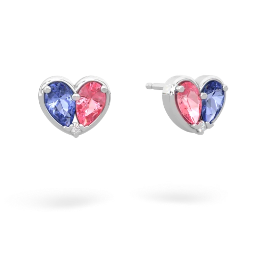 tanzanite-pink sapphire one heart earrings