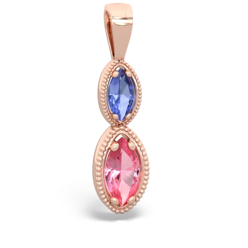tanzanite-pink sapphire antique milgrain pendant