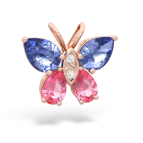 tanzanite-pink sapphire butterfly pendant