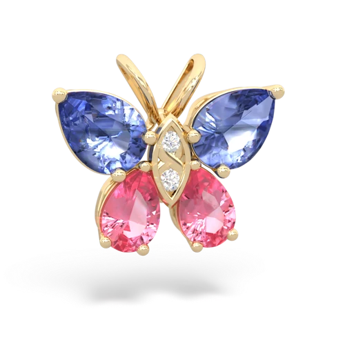 tanzanite-pink sapphire butterfly pendant