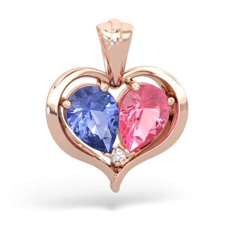 tanzanite-pink sapphire half heart whole pendant